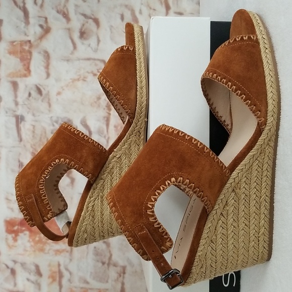 New Via Spiga Izett Suede Espadrille Wedge Sandals - Picture 4 of 11